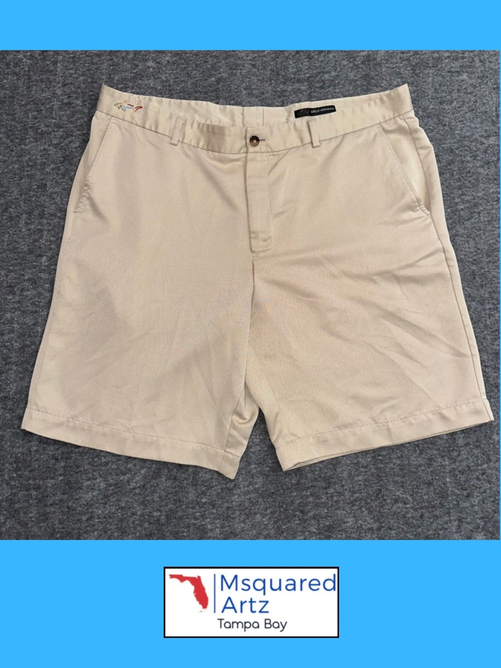 Greg Norman Men's Size 38 Beige Golf Shorts Performance Stretch Flat Front